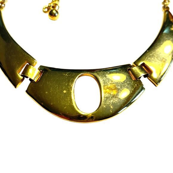 Celebrity brand choker necklace vintage 1980s omega style mod goldtone jewelry - Picture 2 of 8